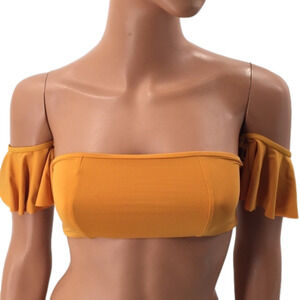 BIKINI Off Shoulder Bandeau Top Lace Up Yellow